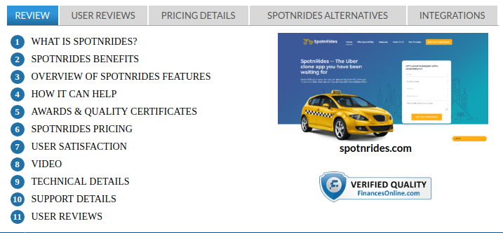 SpotnRides Recognized as a Gold Standard for Great User Experience in the Car Rental Software Space by FinancesOnline.com