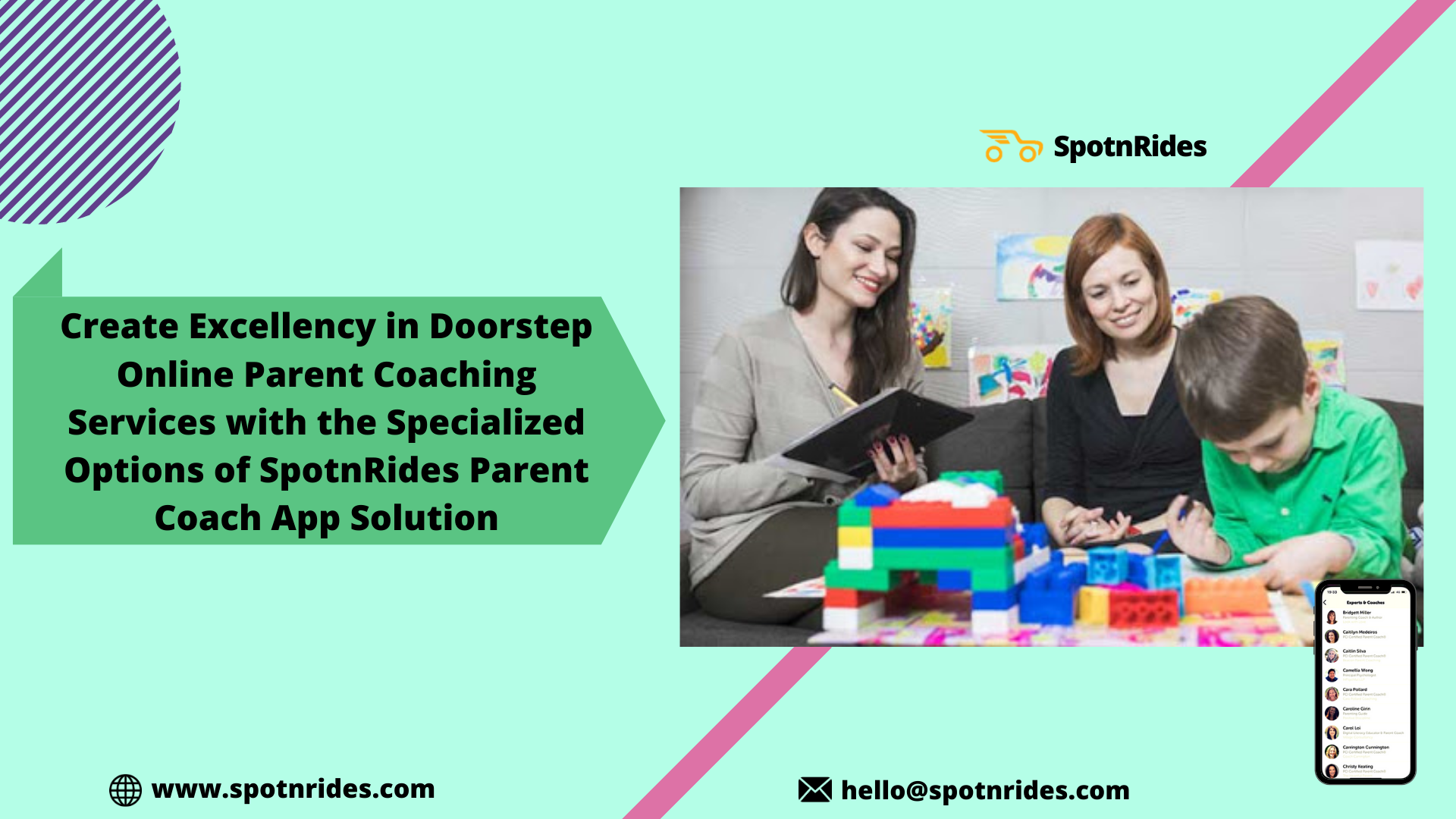 Create Excellency In Doorstep Online Parent Coaching Services With The Specialized Options Of SpotnRides Parent Coach App Solution