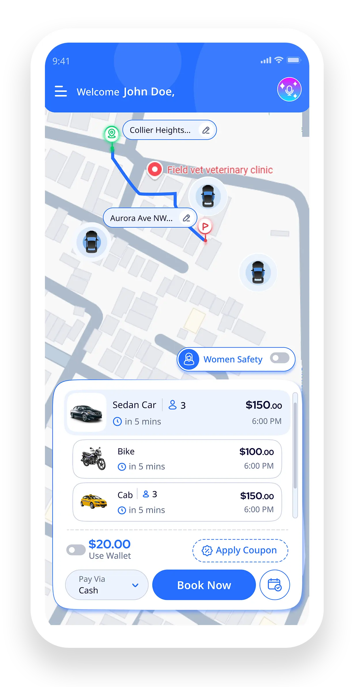 Driver review and rating feature in ride hailing app